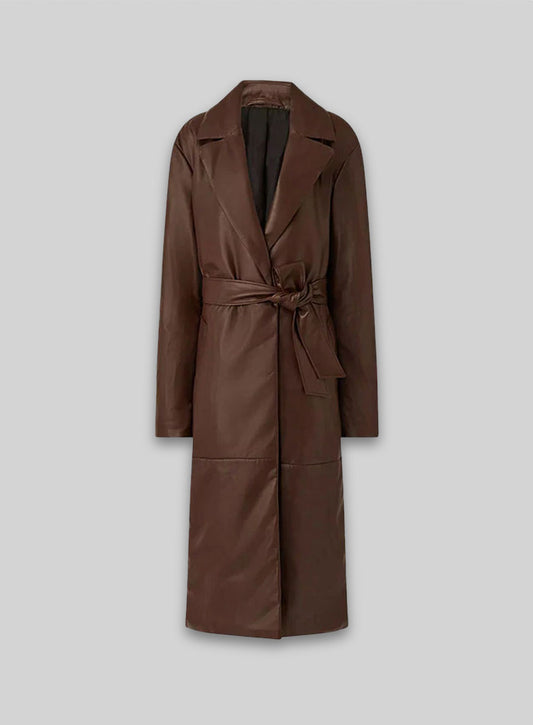 90s Vintage Leather Long Coat