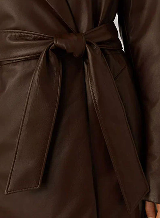 90s Vintage Leather Long Coat