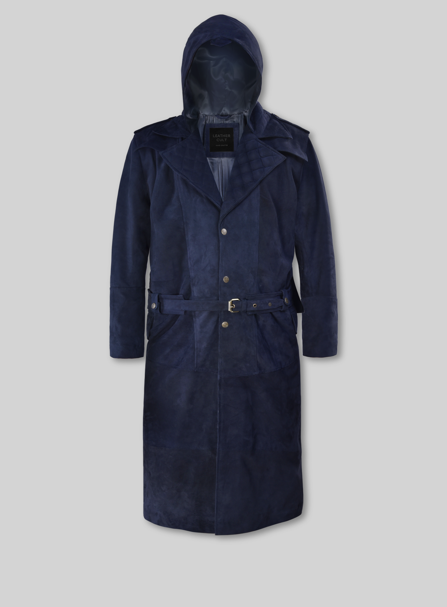 Dark Blue Suede Assassin's Creed Jacob Frye Leather Long Coat