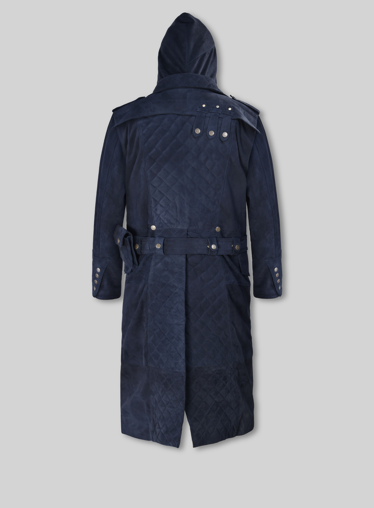 Dark Blue Suede Assassin's Creed Jacob Frye Leather Long Coat
