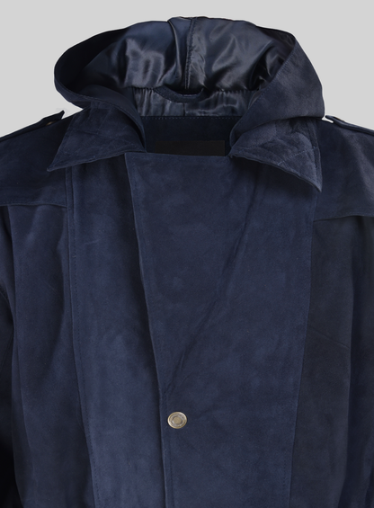 Dark Blue Suede Assassin's Creed Jacob Frye Leather Long Coat