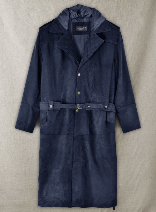 Dark Blue Suede Assassin's Creed Jacob Frye Leather Long Coat - LeatherCult