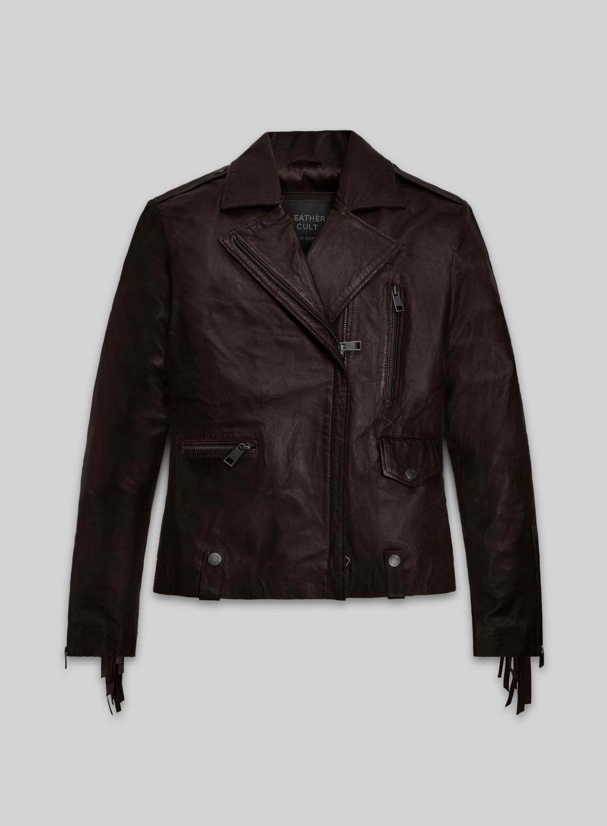 Brown Washed & Wax Kendall Jenner Lambskin Leather Jacket #3