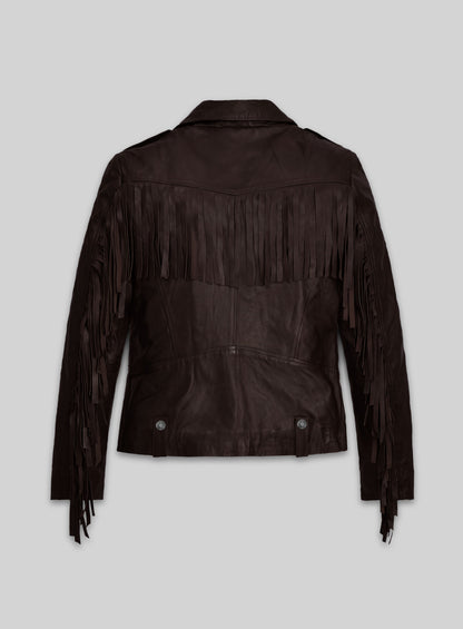 Brown Washed & Wax Kendall Jenner Lambskin Leather Jacket #3