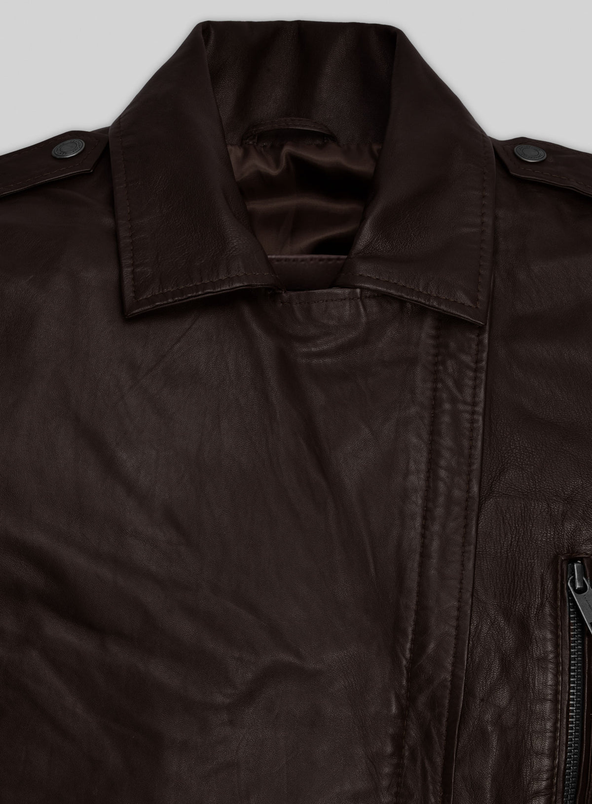 Brown Washed & Wax Kendall Jenner Lambskin Leather Jacket #3