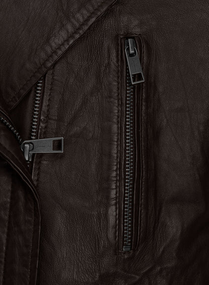 Brown Washed & Wax Kendall Jenner Lambskin Leather Jacket #3