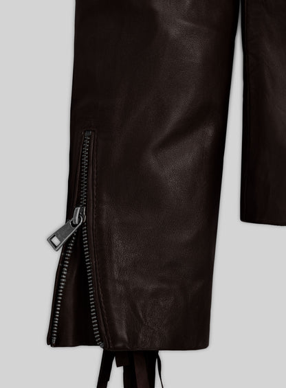 Brown Washed & Wax Kendall Jenner Lambskin Leather Jacket #3