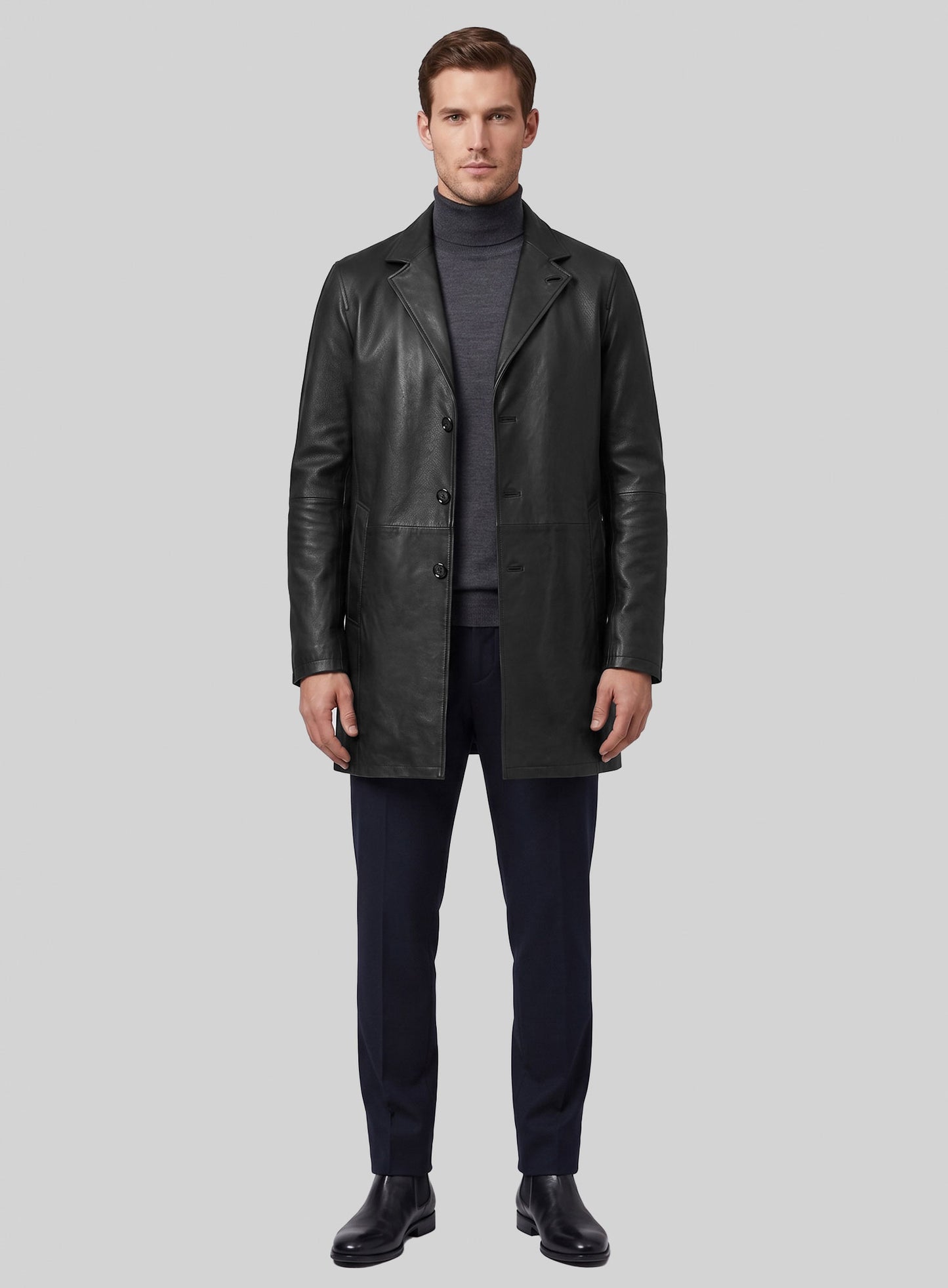 Cara Leather Trench Coat