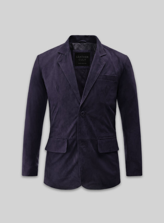 Dark Slate Purple Suede Leather Blazer