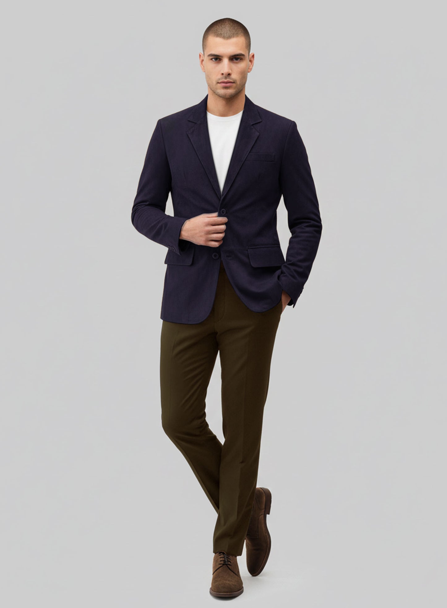 Dark Slate Purple Suede Leather Blazer