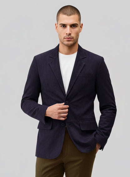 Dark Slate Purple Suede Leather Blazer
