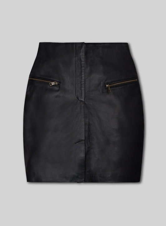 Front Slit Leather Skirt - # 126