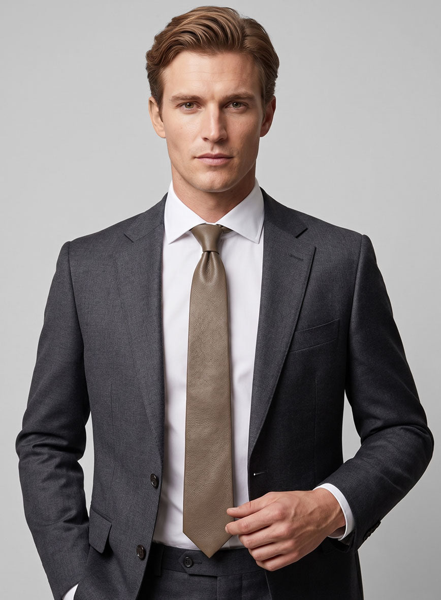 King Brown Lambskin Leather Tie