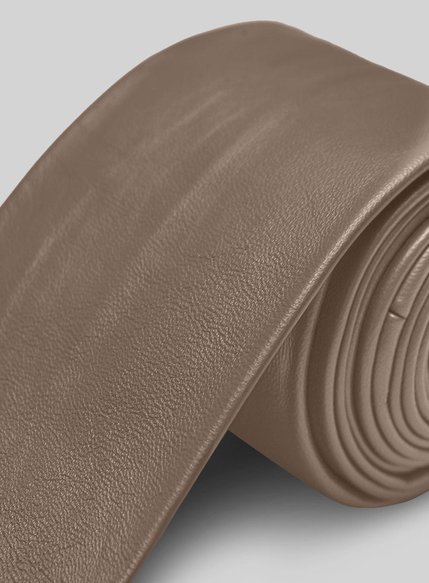 King Brown Lambskin Leather Tie