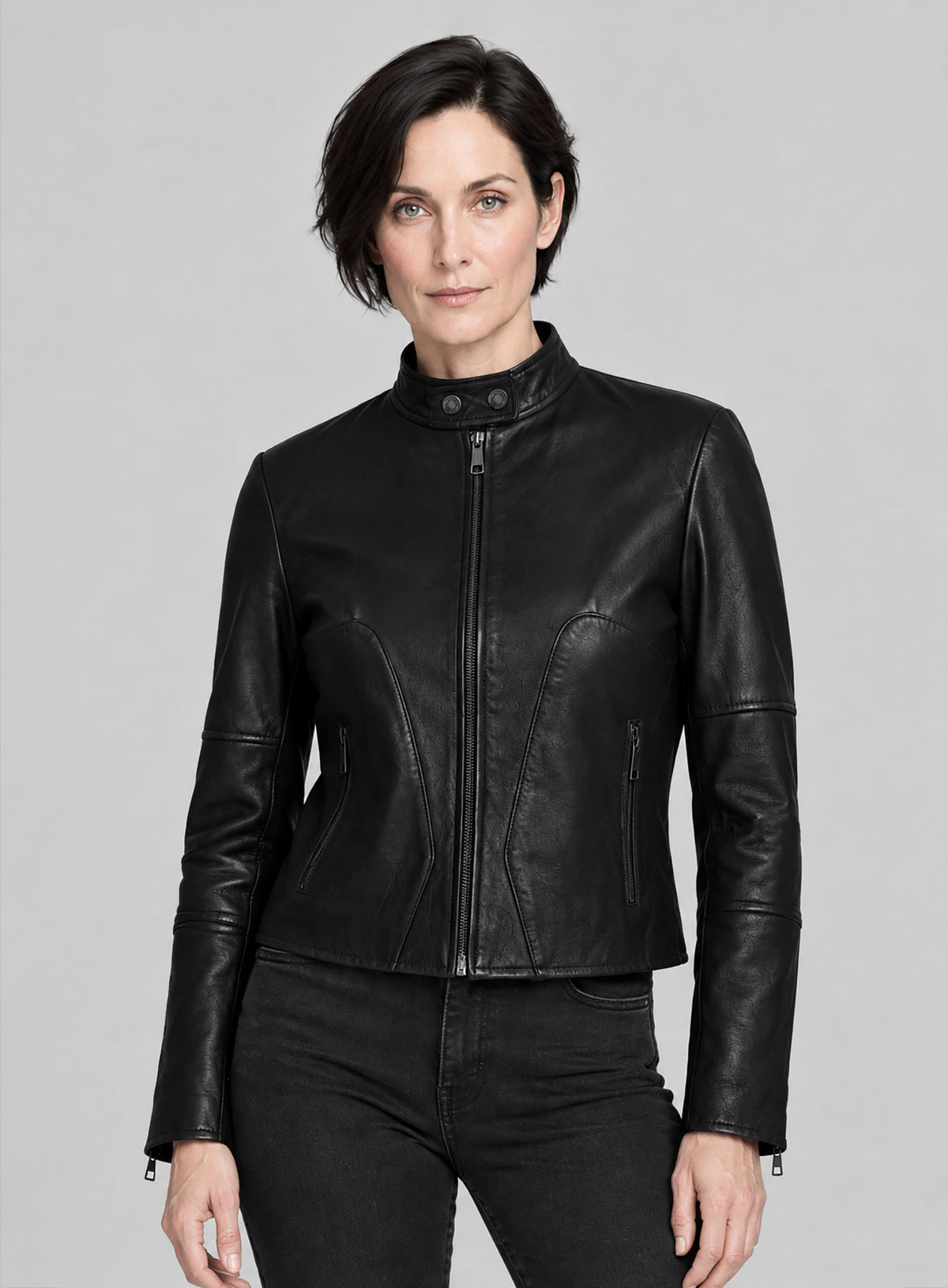Carrie Anne Moss The Matrix Resurrections Leather Jacket