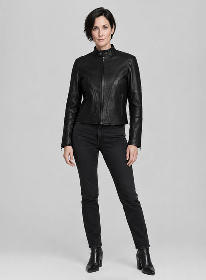 Carrie Anne Moss The Matrix Resurrections Leather Jacket