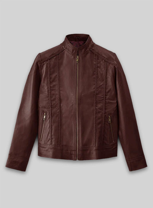 Soft Maroon Wax Clova Leather Jacket