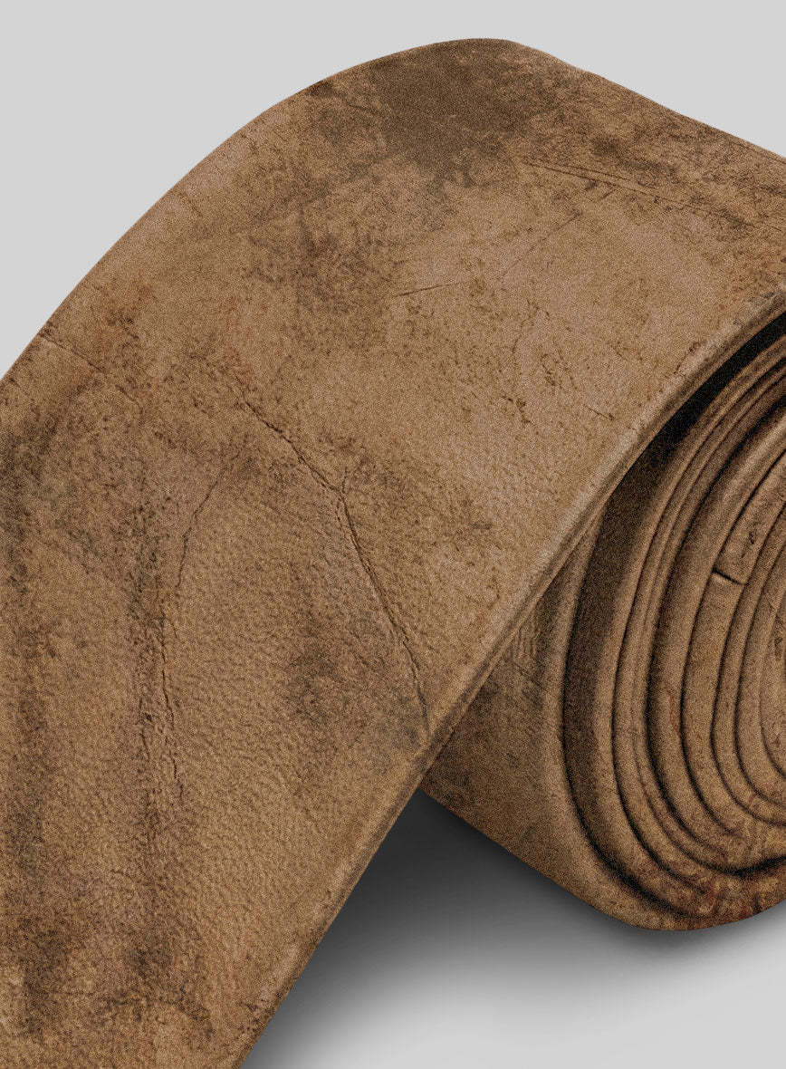 Soft Tan Brown Suede Leather Tie