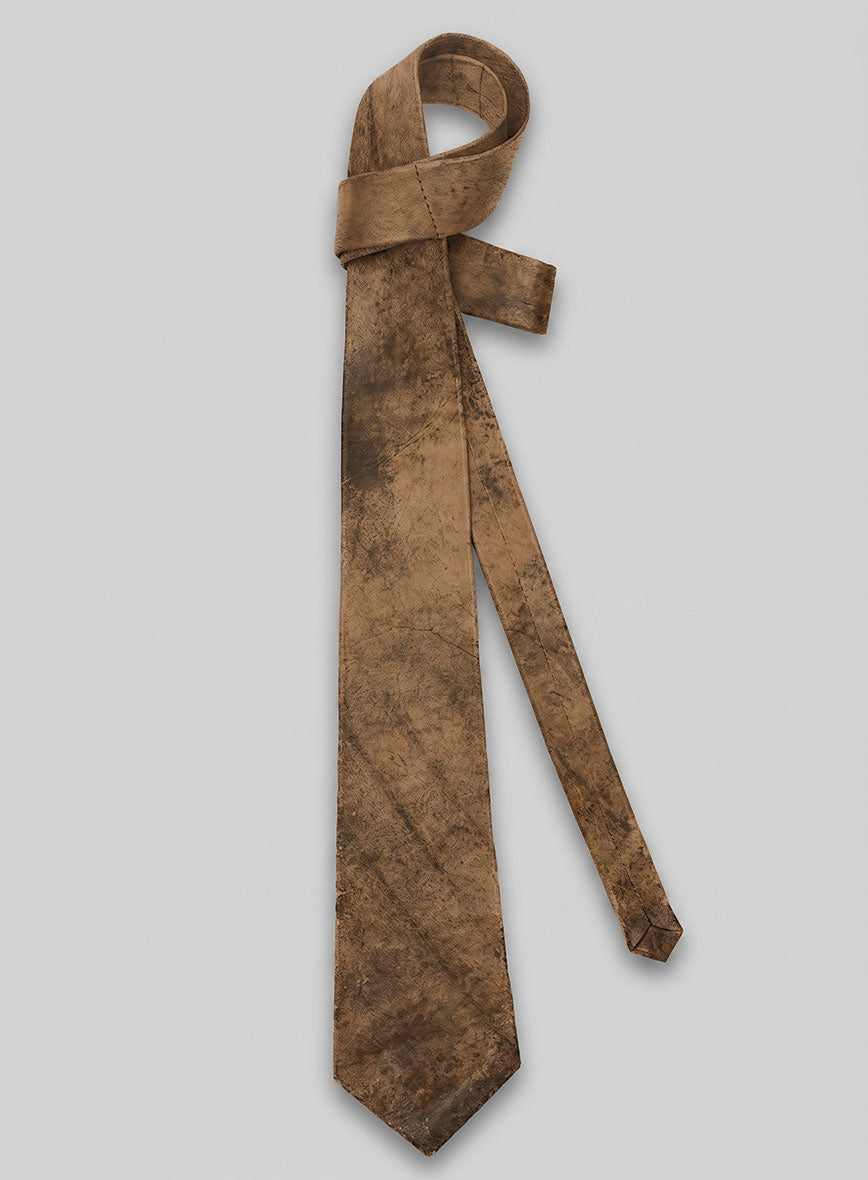 Soft Tan Brown Suede Leather Tie