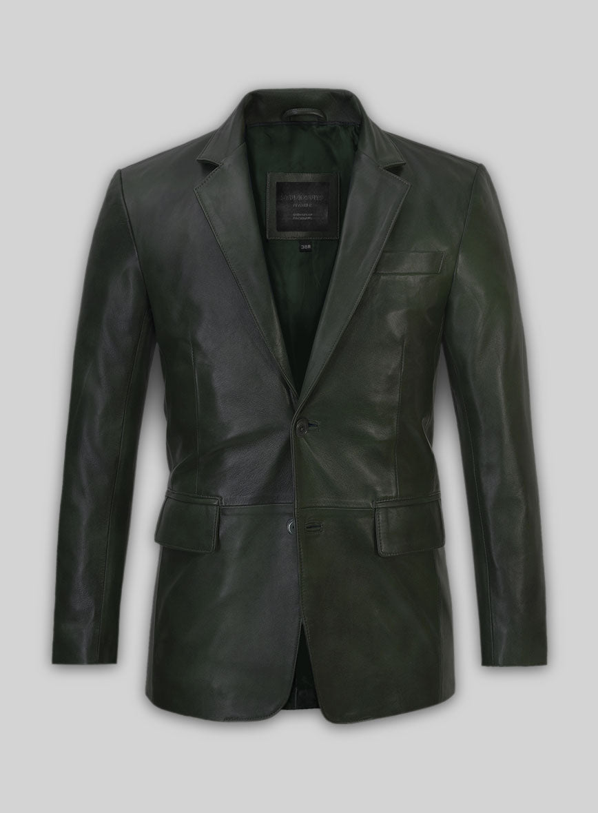 Spanish Green Leather Blazer -38 Regular