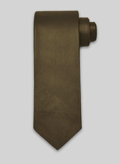 Absolute Dark Green Lambskin Leather Tie