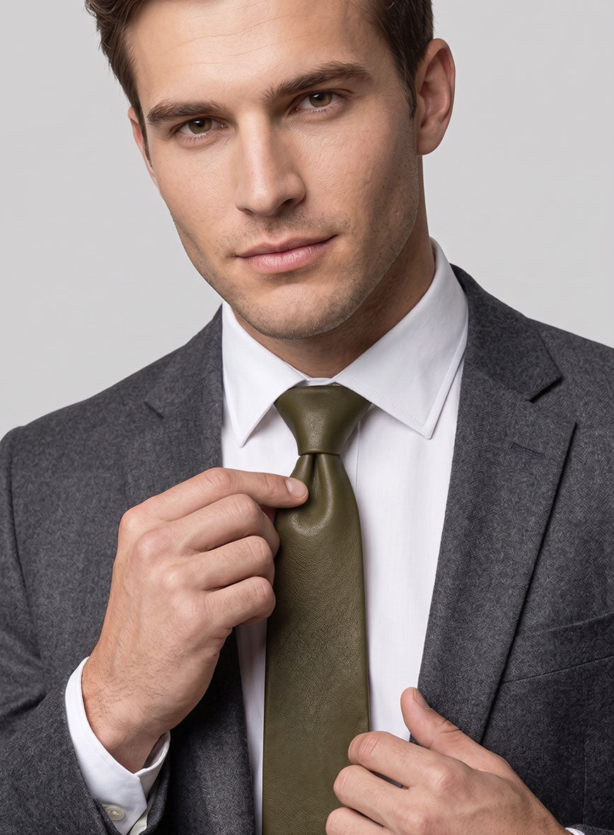 Absolute Dark Green Lambskin Leather Tie