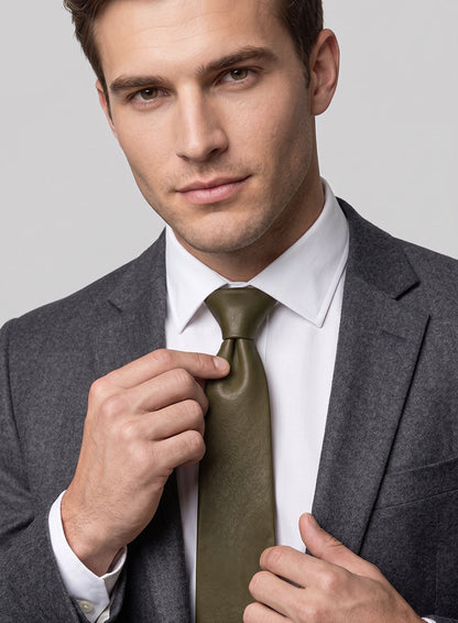 Absolute Dark Green Lambskin Leather Tie