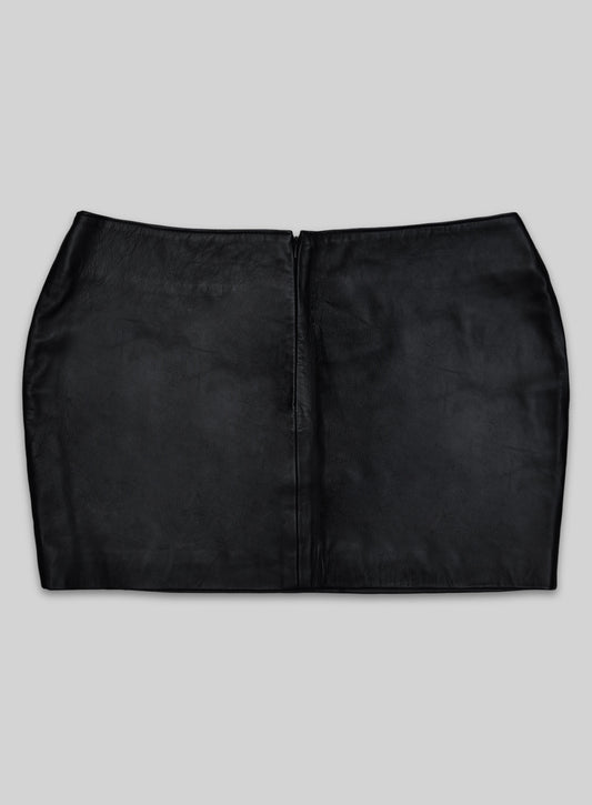 Adjustable Slit Leather Skirt -XL