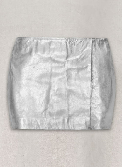 Silver Adjustable Slit Leather Skirt - LeatherCult
