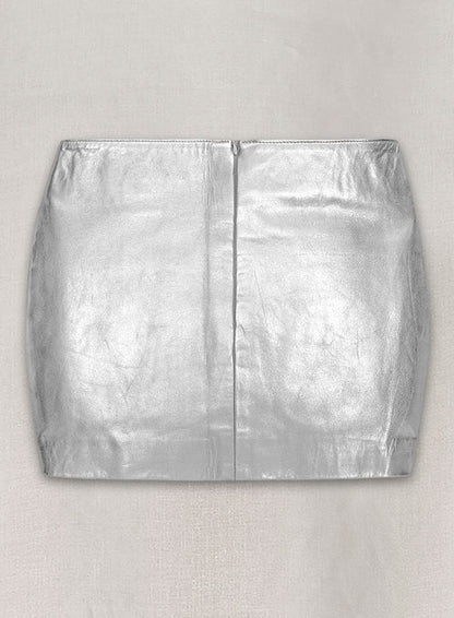 Silver Adjustable Slit Leather Skirt - LeatherCult