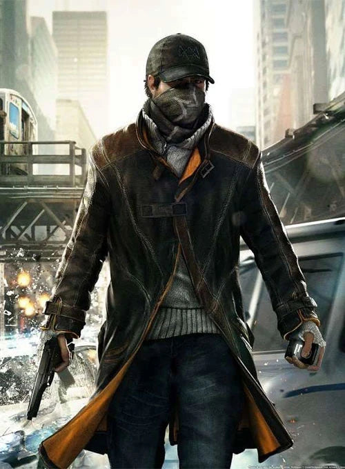 Aiden Pearce Watch Dog Leather Trench Coat - LeatherCult