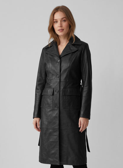 Alpine Leather Long Coat