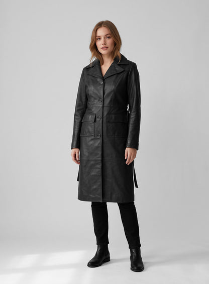 Alpine Leather Long Coat