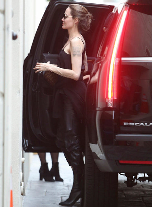 Angelina Jolie Leather Joggers - LeatherCult