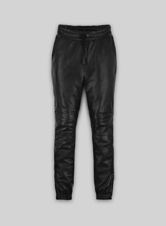 Angelina Jolie Leather Joggers