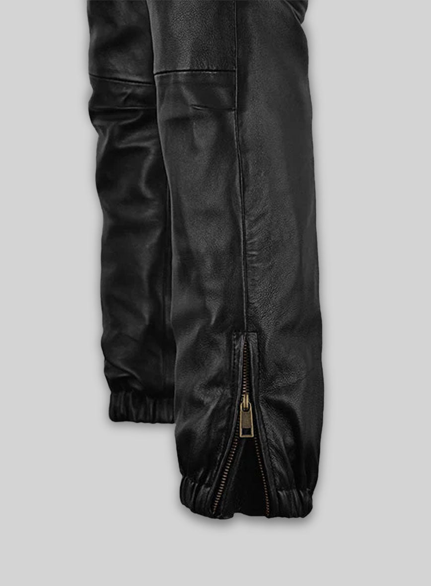 Angelina Jolie Leather Joggers