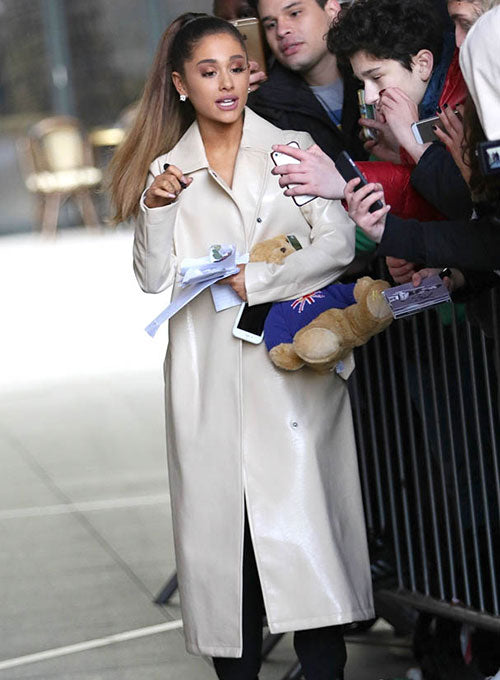 Ariana Grande Leather Long Coat - LeatherCult