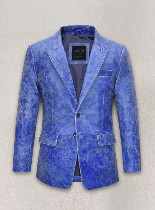 Artistic Blue Leather Blazer - LeatherCult