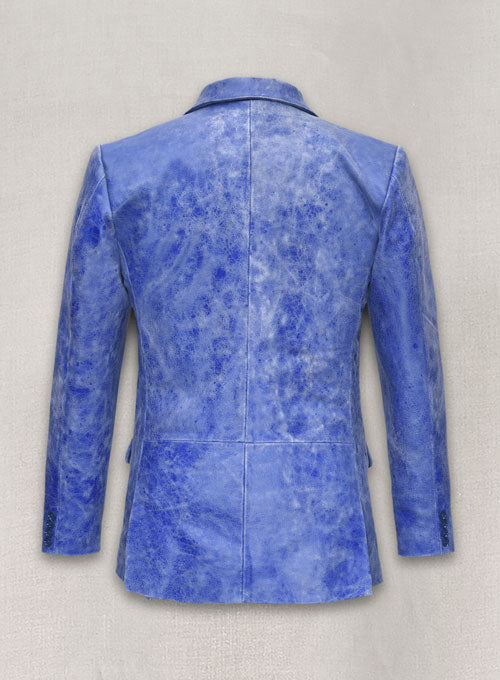 Artistic Blue Leather Blazer - LeatherCult
