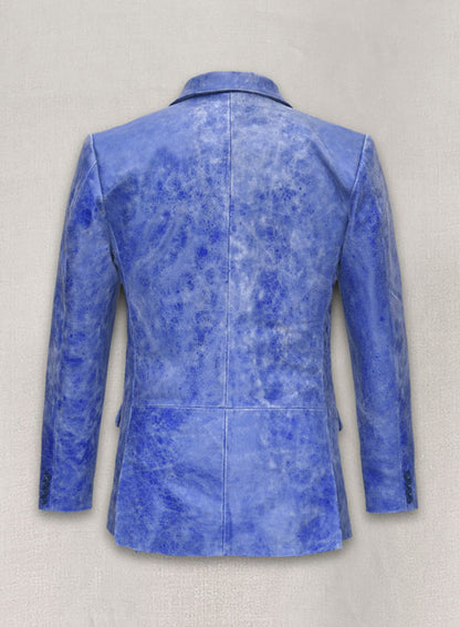 Artistic Blue Leather Blazer - LeatherCult