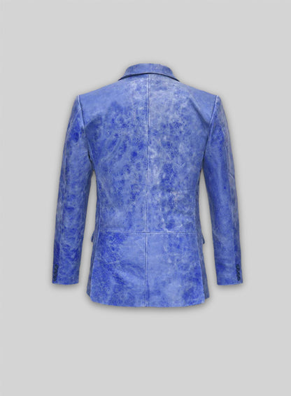 Artistic Blue Leather Blazer
