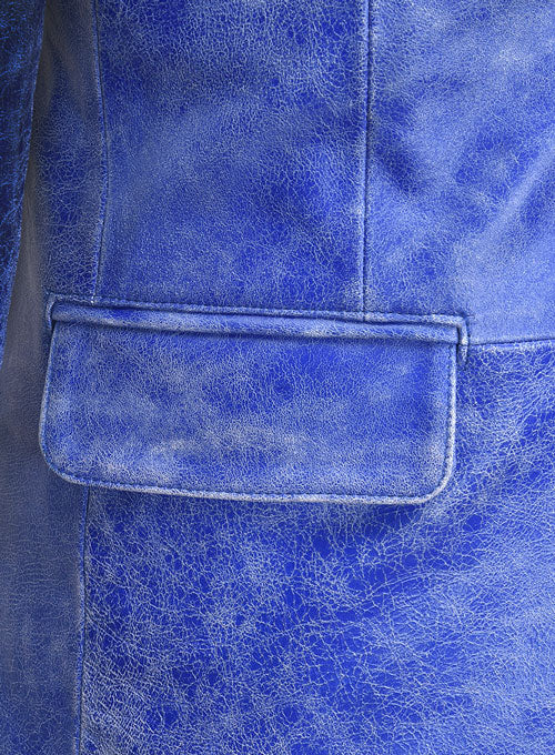 Artistic Blue Leather Blazer - LeatherCult