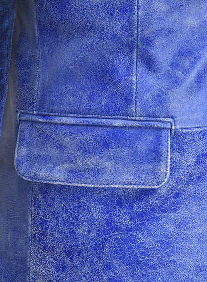 Artistic Blue Leather Blazer - LeatherCult