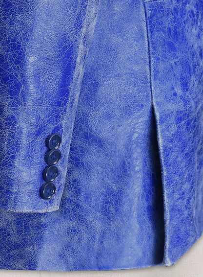 Artistic Blue Leather Blazer - LeatherCult