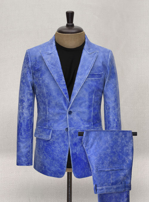 Artistic Blue Leather Suit - LeatherCult