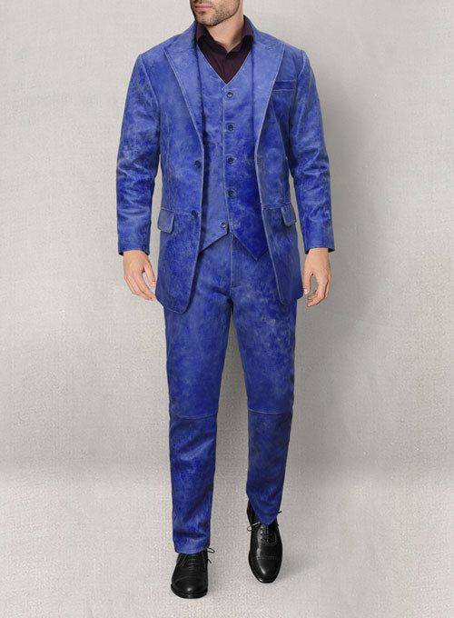 Artistic Blue Leather Suit - LeatherCult