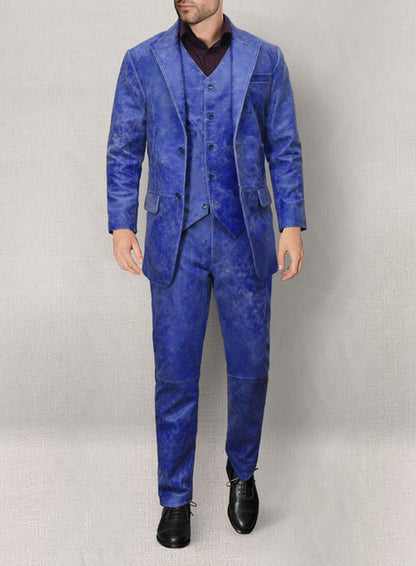 Artistic Blue Leather Suit - LeatherCult