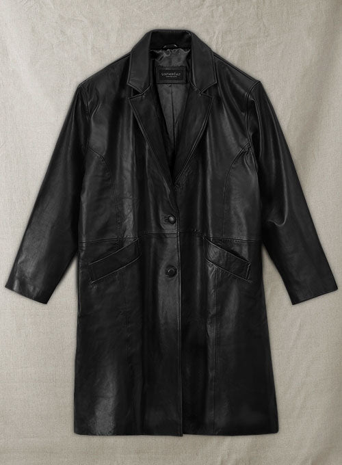 Ashley Roberts Leather Long Coat - LeatherCult