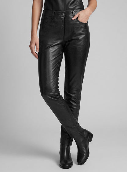 Aurelia Black Leather Jeans