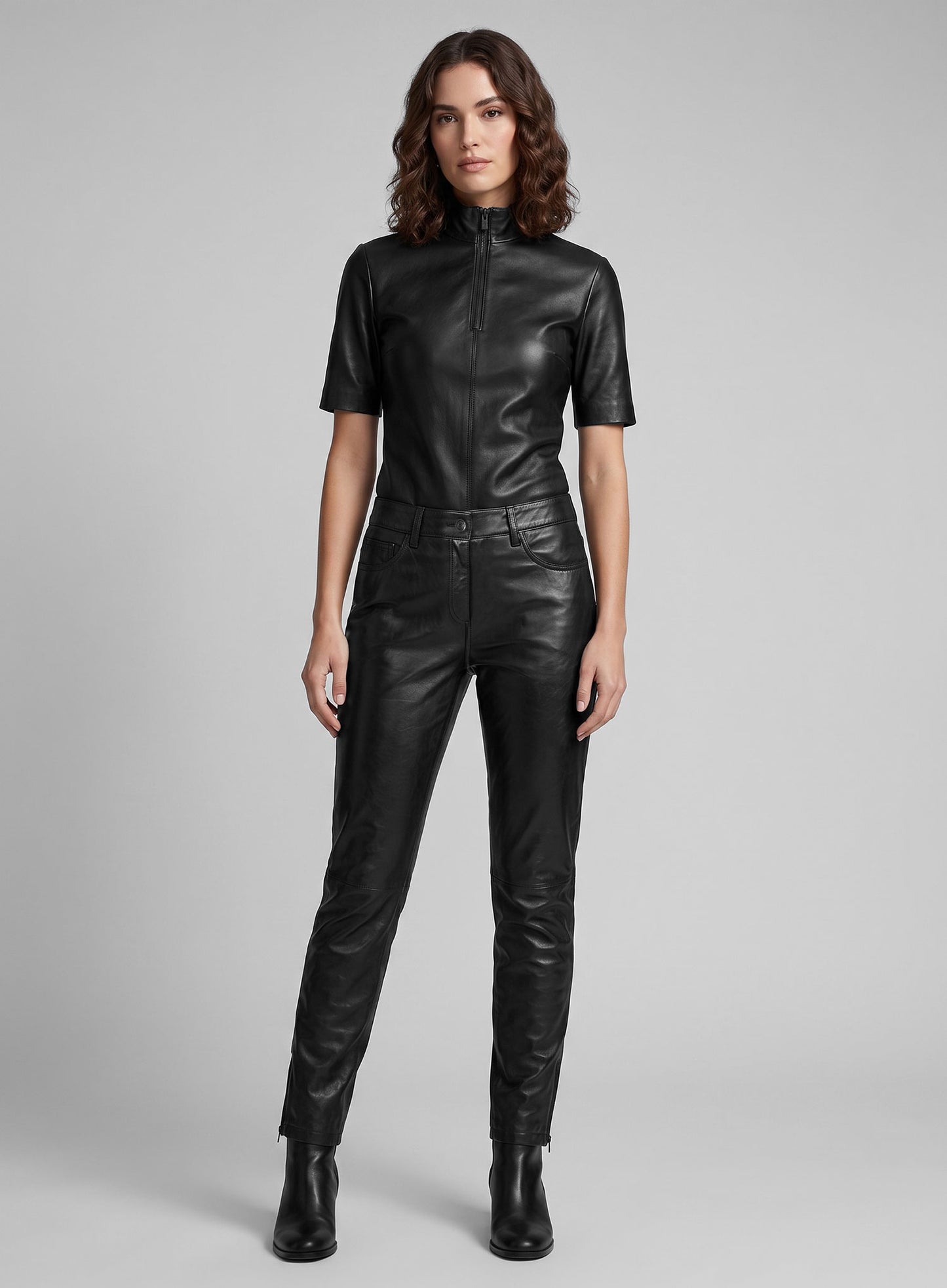 Aurelia Black Leather Jeans